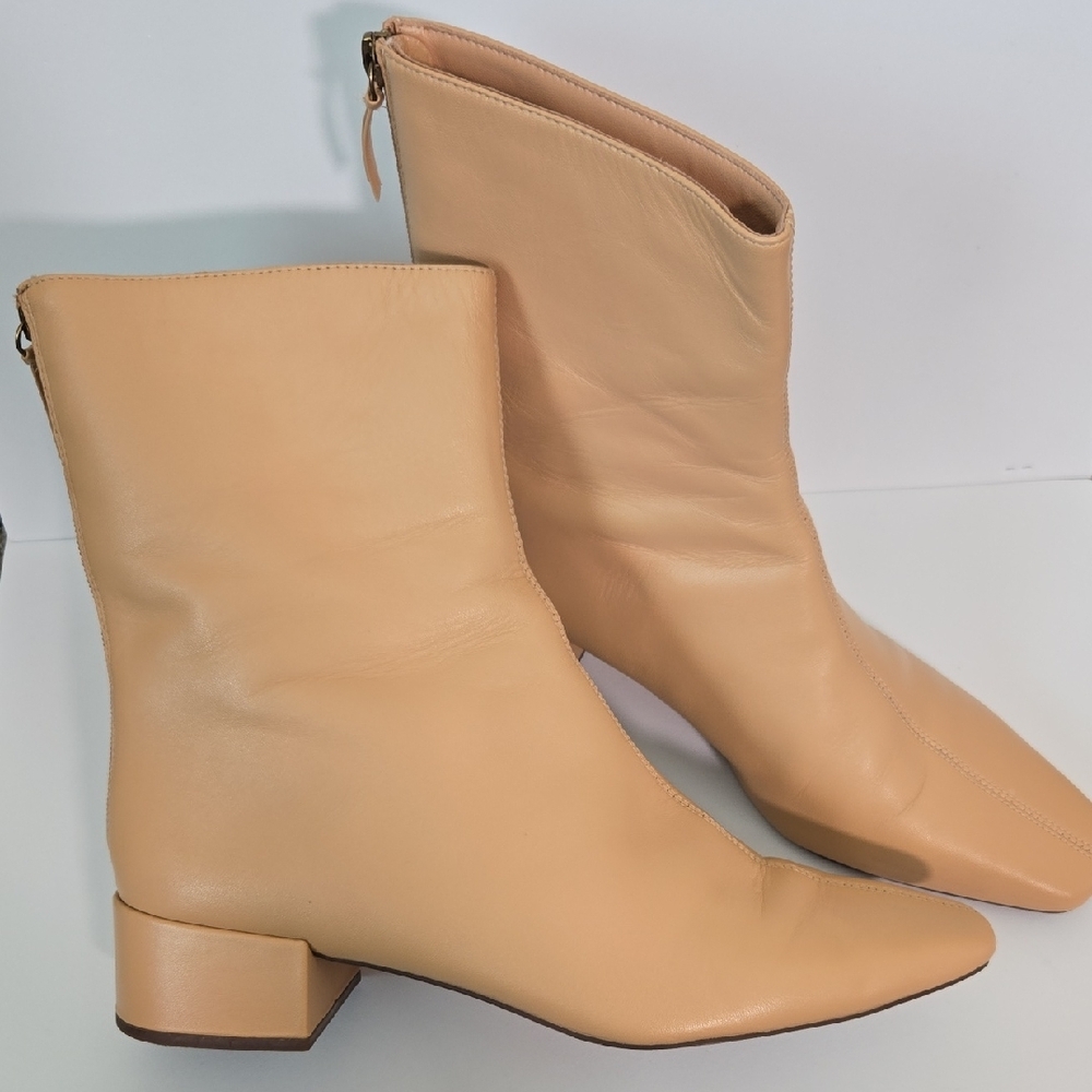 J. Crew Cream Leather Ankle Boots - Picture 3 of 5